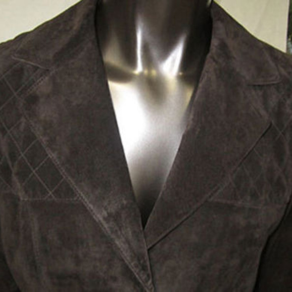 coat liz claiborne suede piel de porchno jacket - Picture 3 of 7